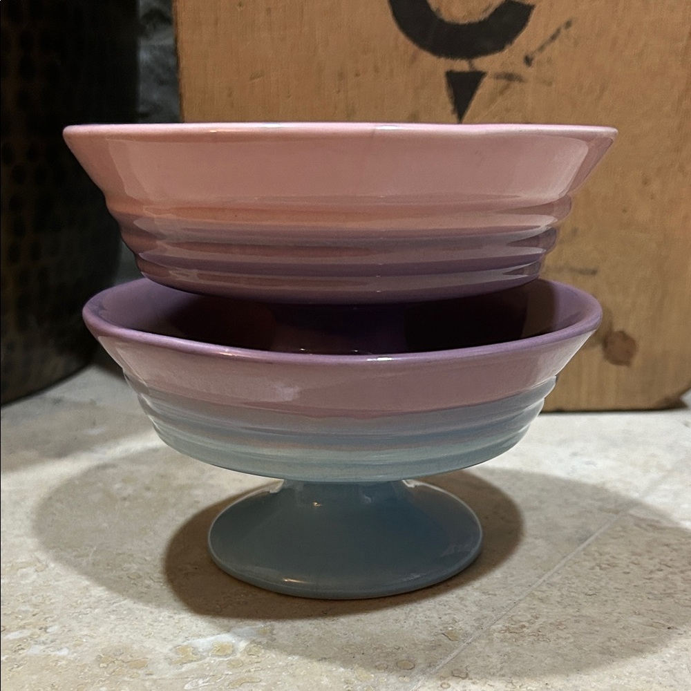 Pair of TRISA STONEWARE pedestal dessert bowls